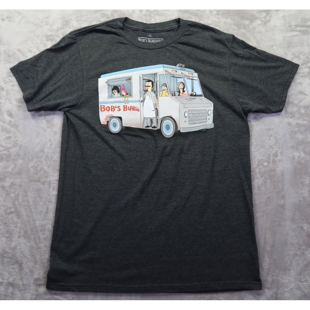 Bob's Burgers T Shirt Men's Size Medium Charcoal Gray Ripple Junction Food Truck